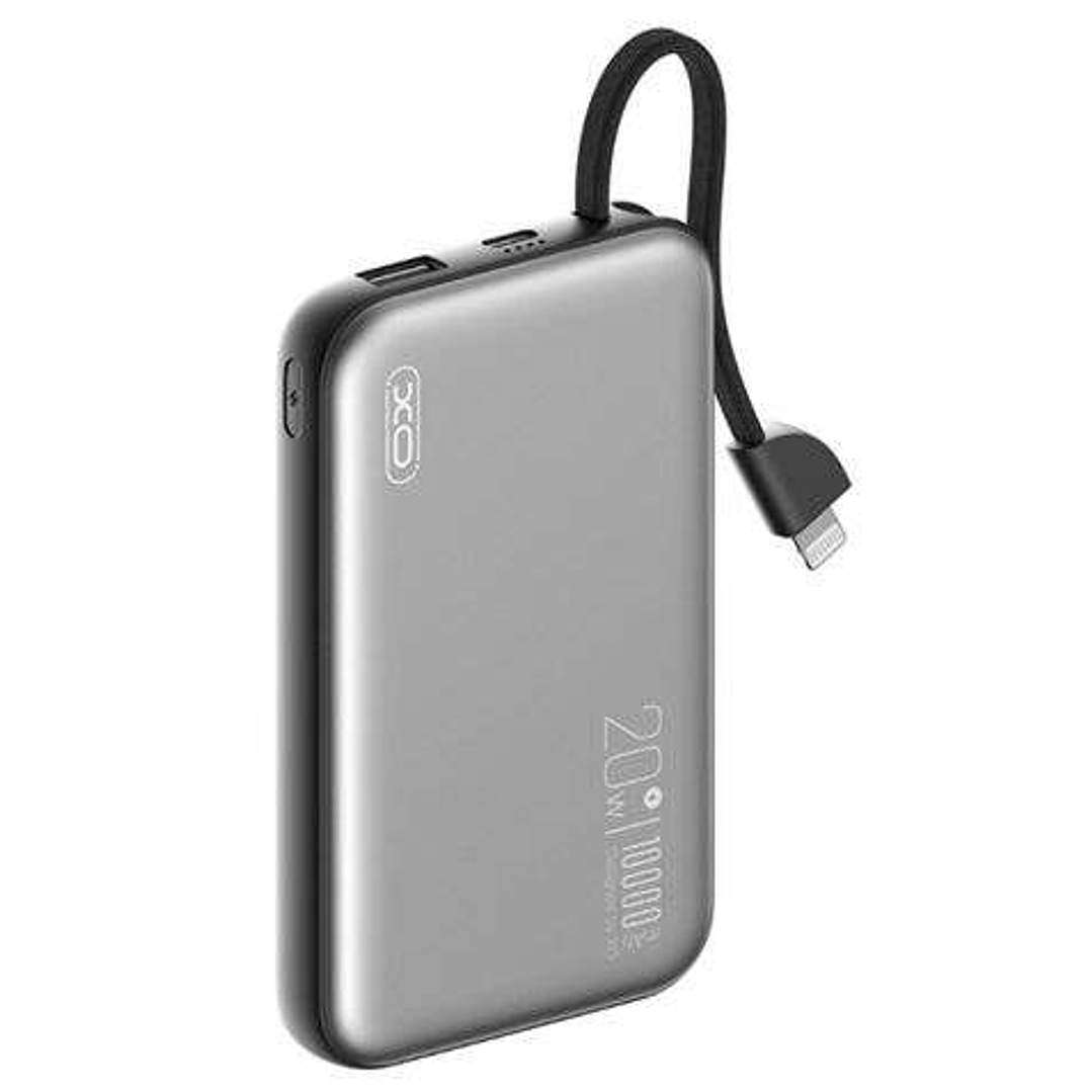 XO Powerbank 10000Mah - Carga Inalambrica - Salida USB-C 20W - Facil de Transportar - 600 Ciclos de Carga - Resistente - Color Gris 1