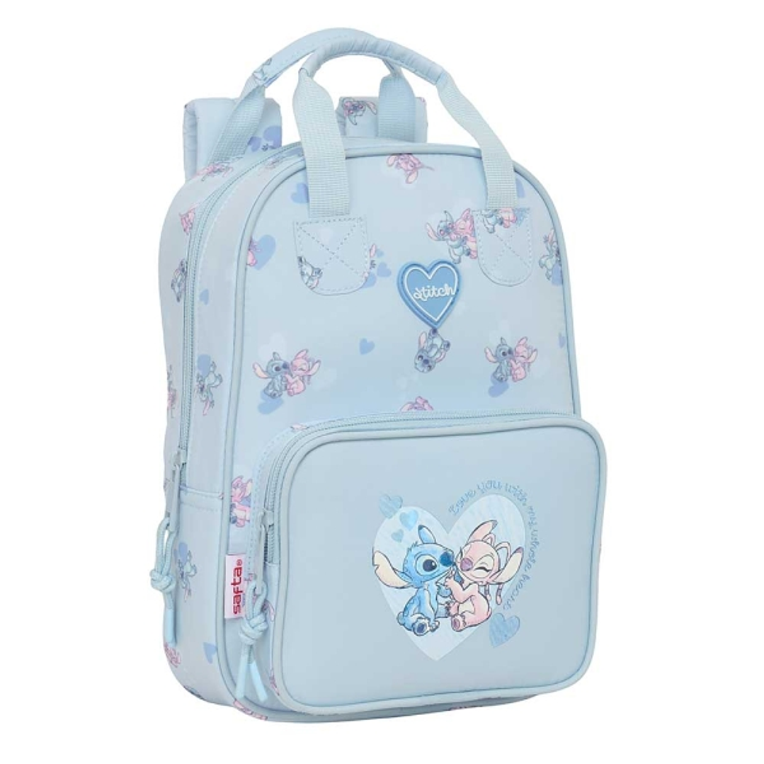 Safta Stitch Mochila Infantil - Bolsillo Frontal - Tarjeta ID - Hombreras Acolchadas - Asa Forrada - 4.5L - 200x80x280mm - Color Azul Claro 1
