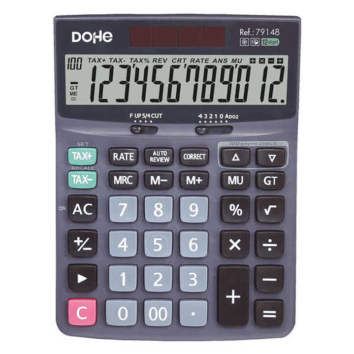 Dohe Calculadora Electronica de Sobremesa - Pantalla LCD de 12 Digitos - Alimentacion Solar y a Pilas - Teclas de Gran Tamaño 1