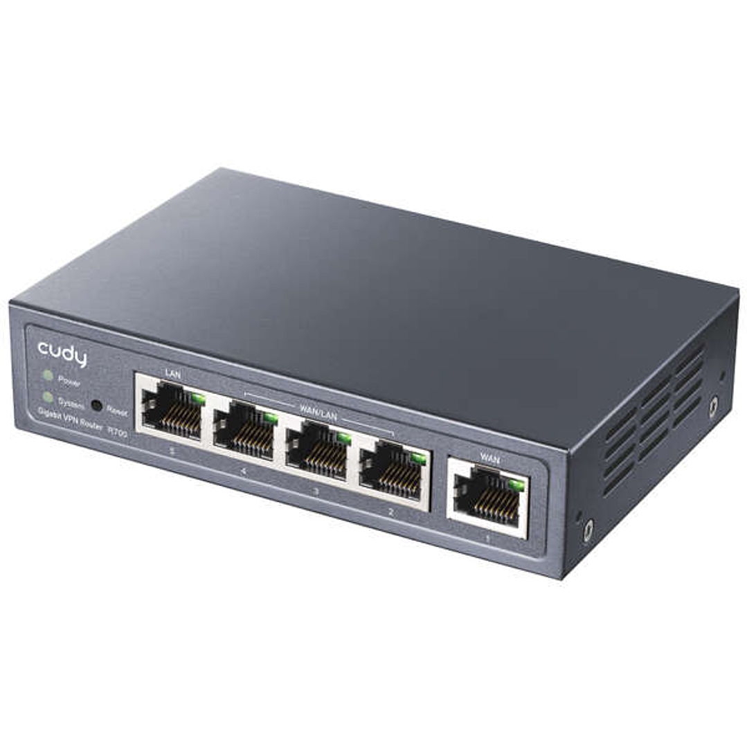 Cudy R700 Router VPN WiFi AC1200 - 1 Puerto WAN Gigabit - 3 Puertos WAN/LAN Gigabit - 1 Puerto LAN Gigabit 1