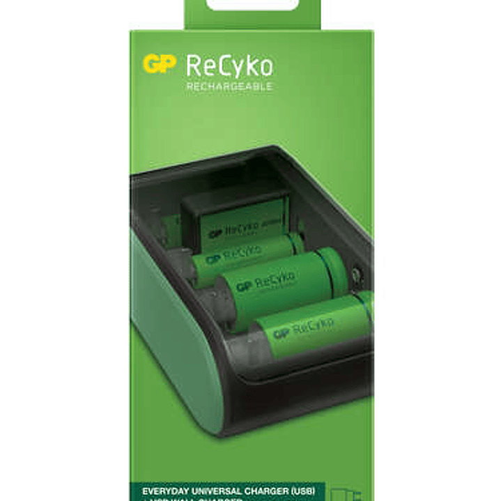 GP ReCyko Cargador USB Universal - Carga Pilas: AA, AAA, C, D y 9V 1
