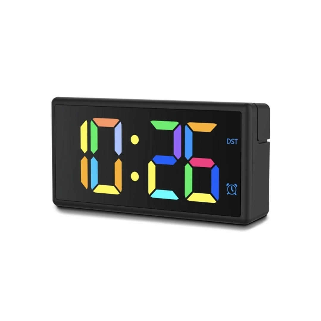 Hama Ibiza Reloj Despertador Digital - Pantalla Multicolor - Funcion de Carga USB-A - Funcion de Repeticion de Alarma - 15x3.4x7.5cm - Color Negro 1