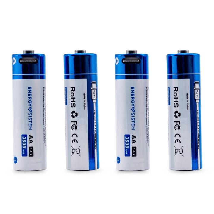 Energy Sistem Charge Pro C Pack de 4 Pilas Recargables USB-C - 3405mWh - 2270mAh - AA  - 2.5V - Carga Por USB-C 1