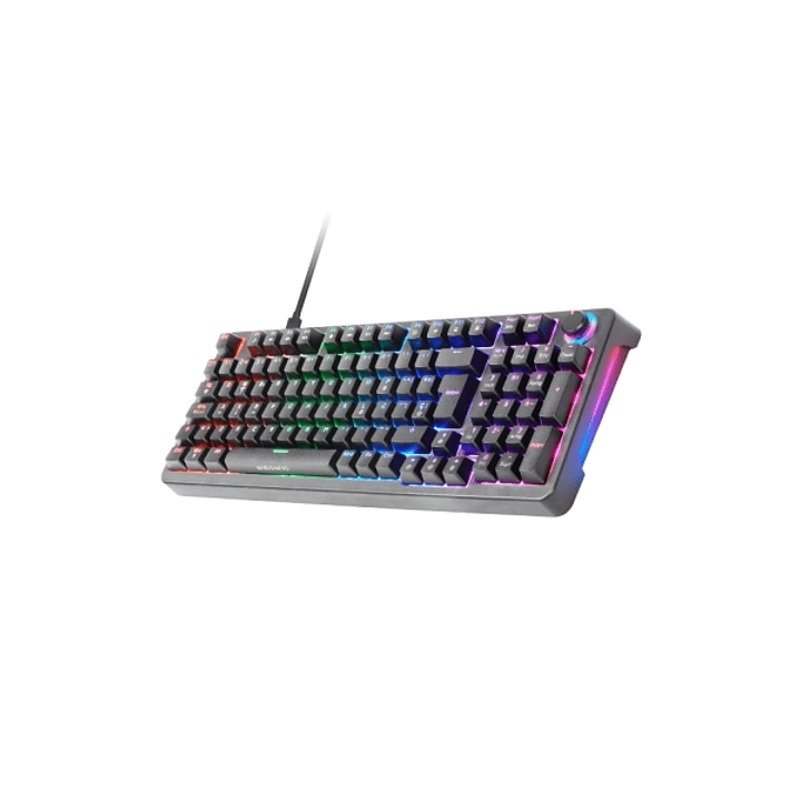 Mars Gaming MKPRO Teclado Completo Hibrido H-Mech - Switch SKN Amarillo - Disposicion QWERTY ES - Iluminacion RGB Chroma - 385x140x40mm - Color Negro 1