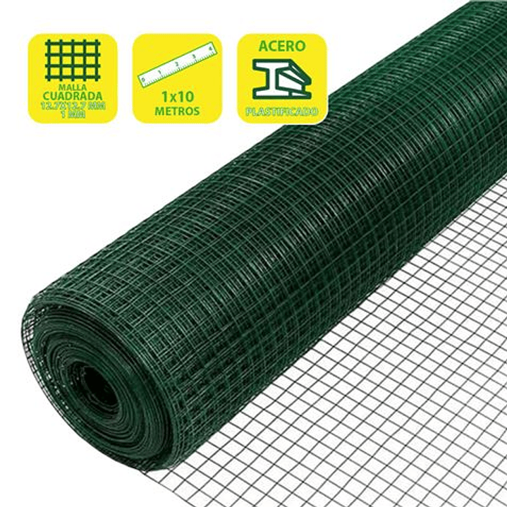 Sungarden Tela Metalica Plastificada 12.7x12.7x1mm 1x10m - Color Verde 1