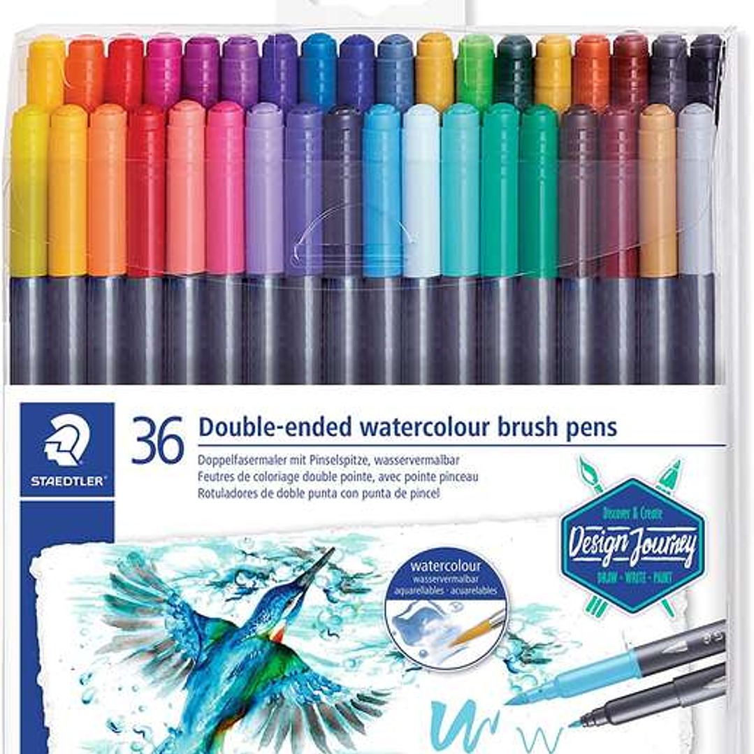 Staedtler 3001 Pack de 36 Rotuladores Acuarelables de Doble Punta - Colores Surtidos 1