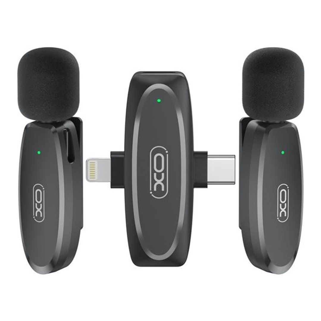 XO MKF10 Microfono Inalambrico de Solapa - Conector Tipo C y Lightning - Color Negro 1