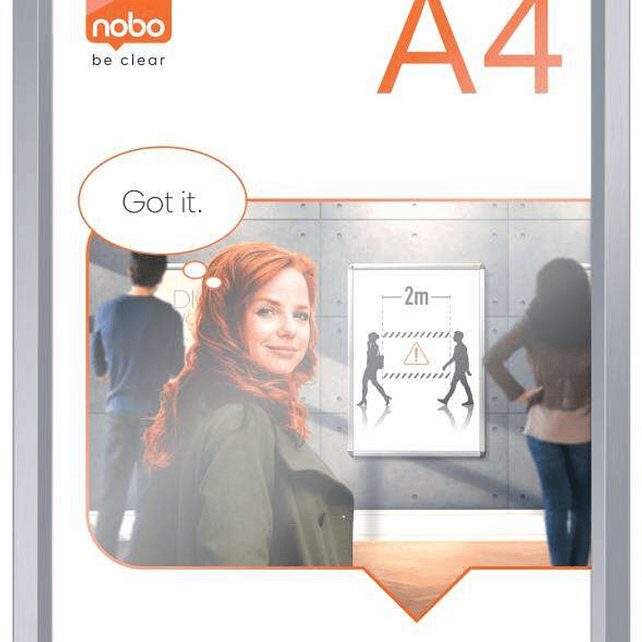 Nobo Porta Posters Clip Aluminio A4 - Marco Anodizado - Cambio Rapido y Sencillo - Blanco 1