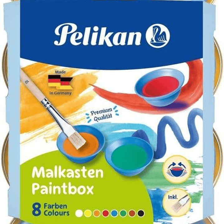 Pelikan Acuarelas Kids - Pocillos Separables - Pincel Jumbo Incluido - Faciles de Diluir - Resistentes a la Luz - Caja con Pestillo - Colores Surtidos 1