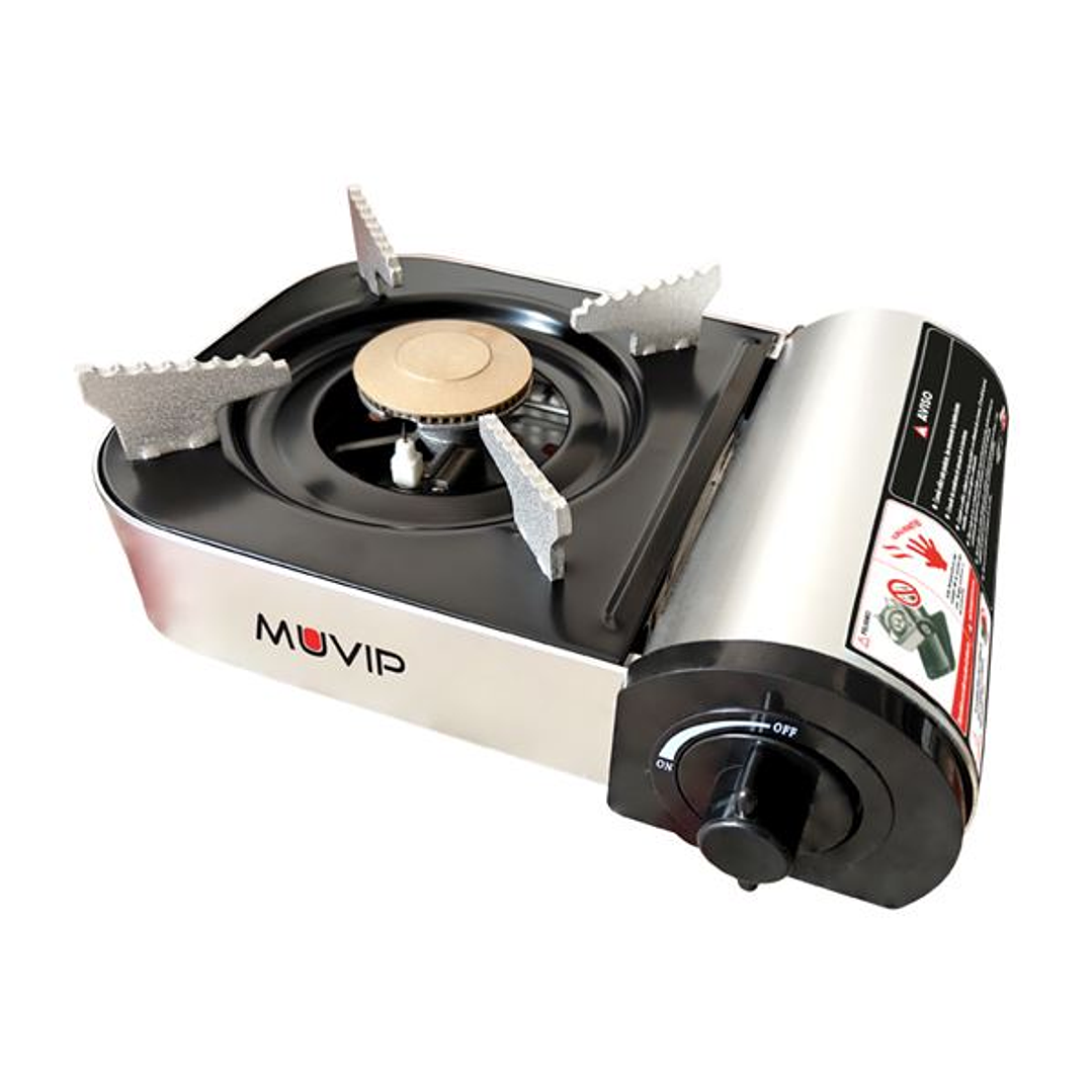 Muvip Serie Small Cocina de Gas Portatil 1 Fuego  - Encendido Automatico - Quemador de Aluminio y Cobre - Valvula Doble Sellado - Maleta de Transporte 1