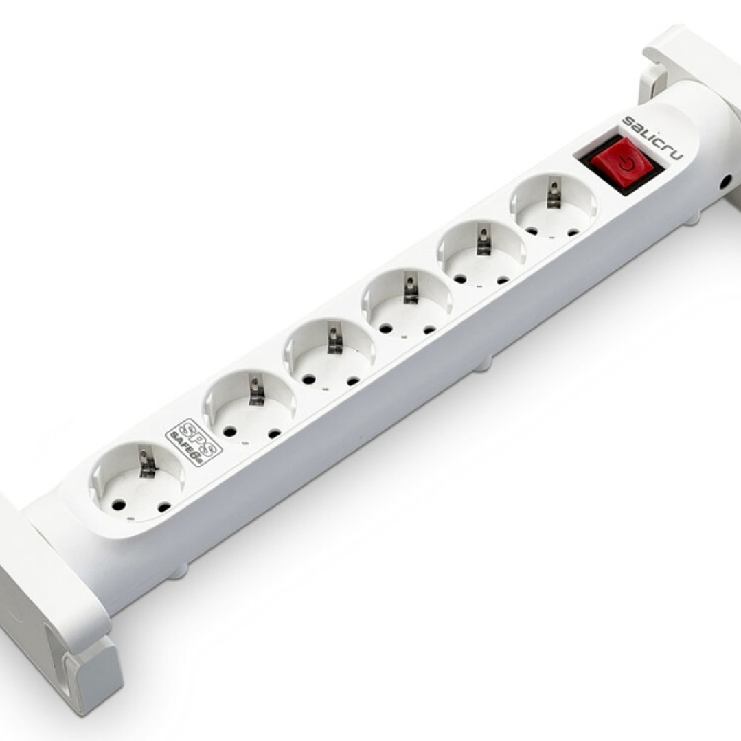 Salicru Regleta SPS SAFE 6S Protectores Electricos Activos de Ultima Generacion - 6 Tomas Schuko - Color Blanco 1