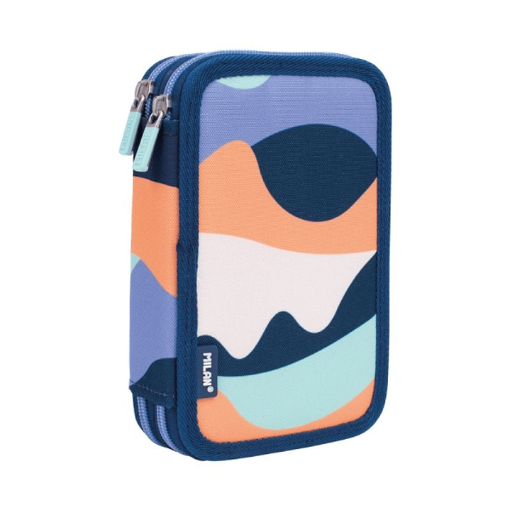 Milan The Fun Plumier de 2 Pisos con 2 Gomas de Borrar, Sacapuntas, Lapiz, Boligrafo Capsule, Regla, 12 Lapices de Colores y 18 Rotuladores 1