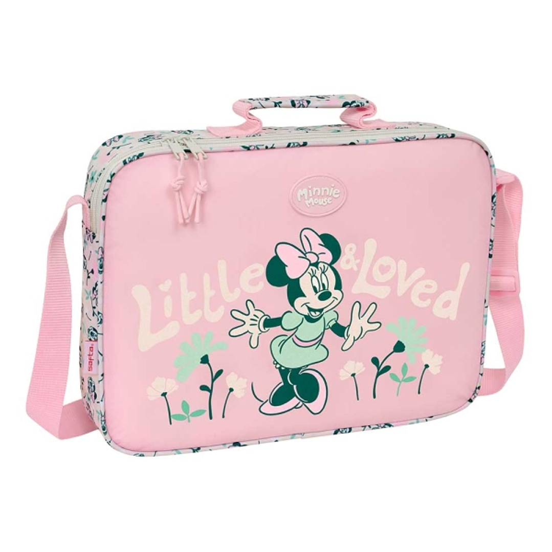 Safta Minnie Mouse Minty Maletin con Cremallera - Bandolera Ajustable - Asa Forrada - Doble Tirador Cremallera - Fondo Semirigido - Compacta y Ligera  1