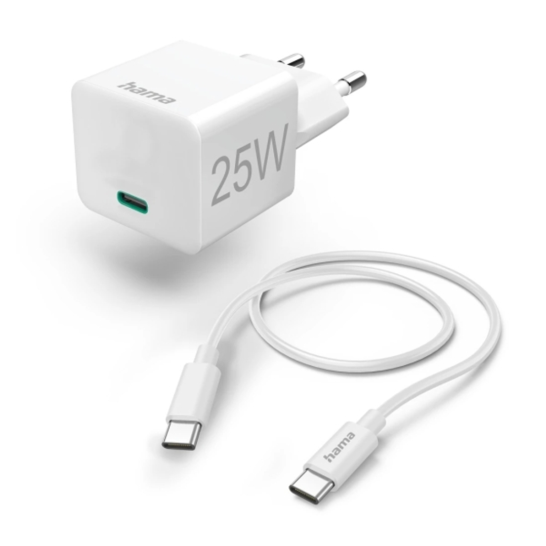 Hama Cargador de Pared - Potencia 25W - Cable 1.5m - USB-C - Power Delivery - Qualcomm - Color Blanco 1