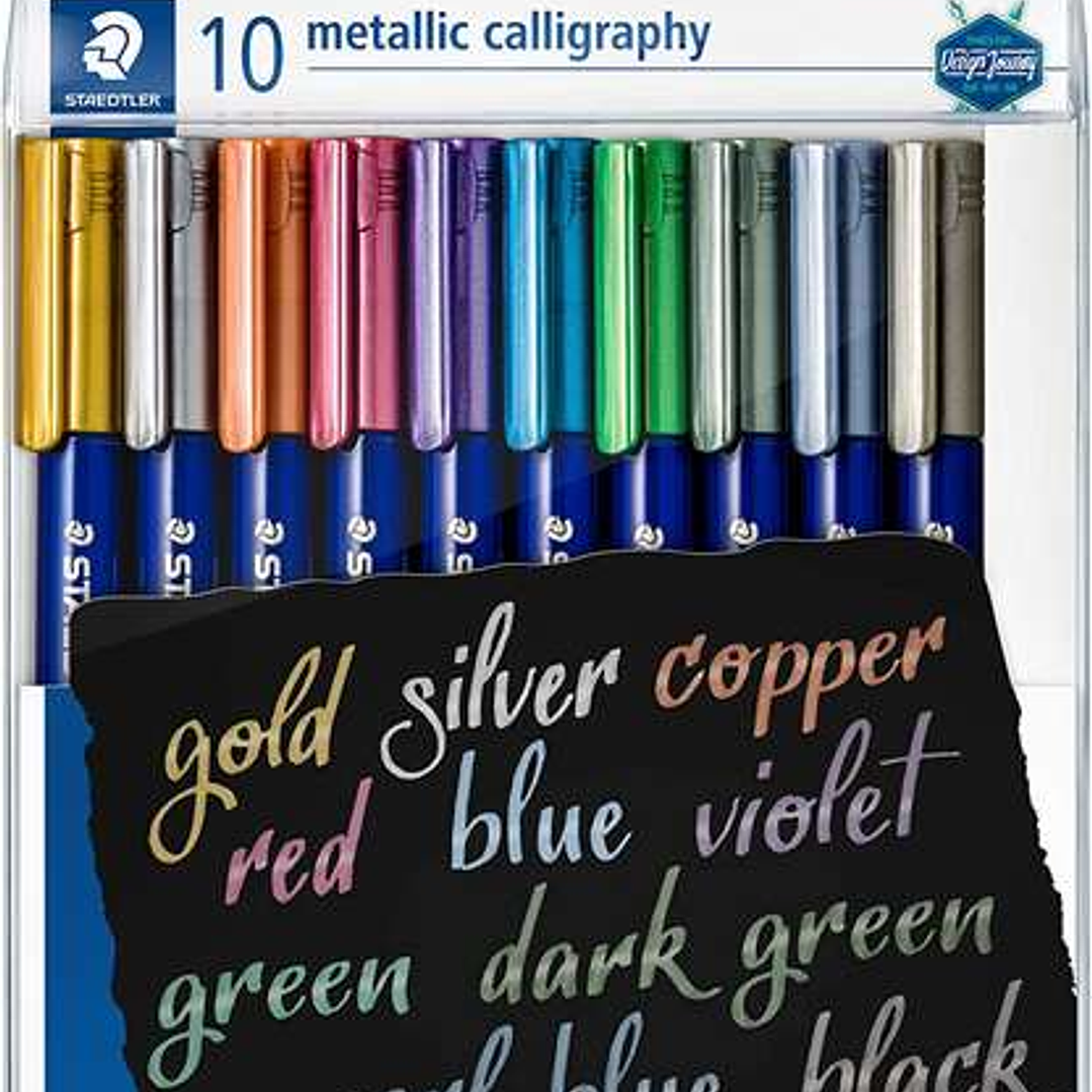 Staedtler Metallic Calligraphy Pack de 10 Rotuladores para Caligrafia - Trazo 2.8mm - Colores Surtidos 1