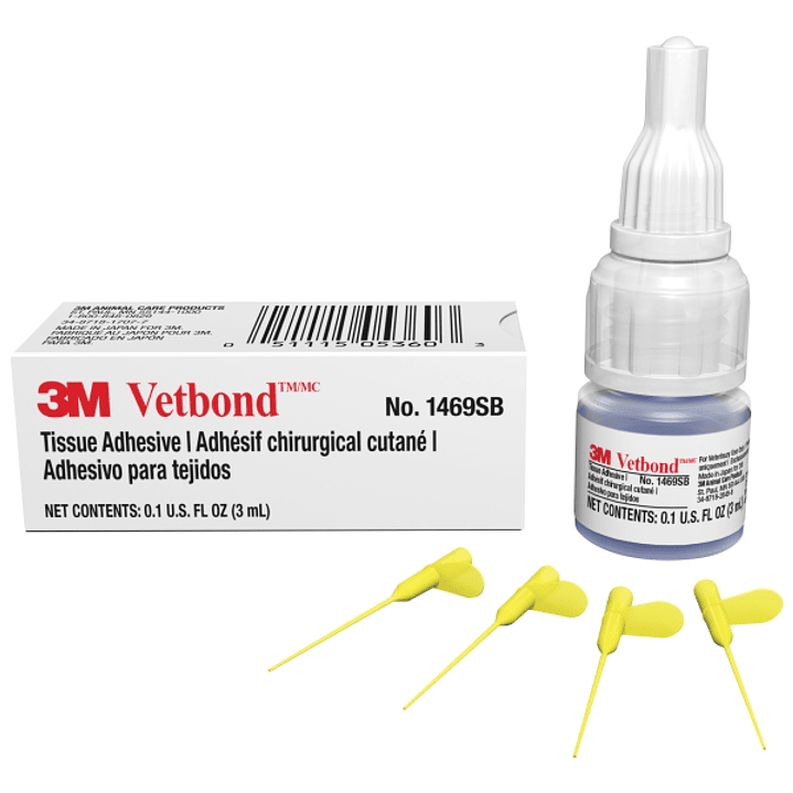 3M Vetbond Adhesivo para Tejidos - 3ml - Cierra Heridas Rapidamente - Incluye 4 Aplicadores - Color Transparente 1