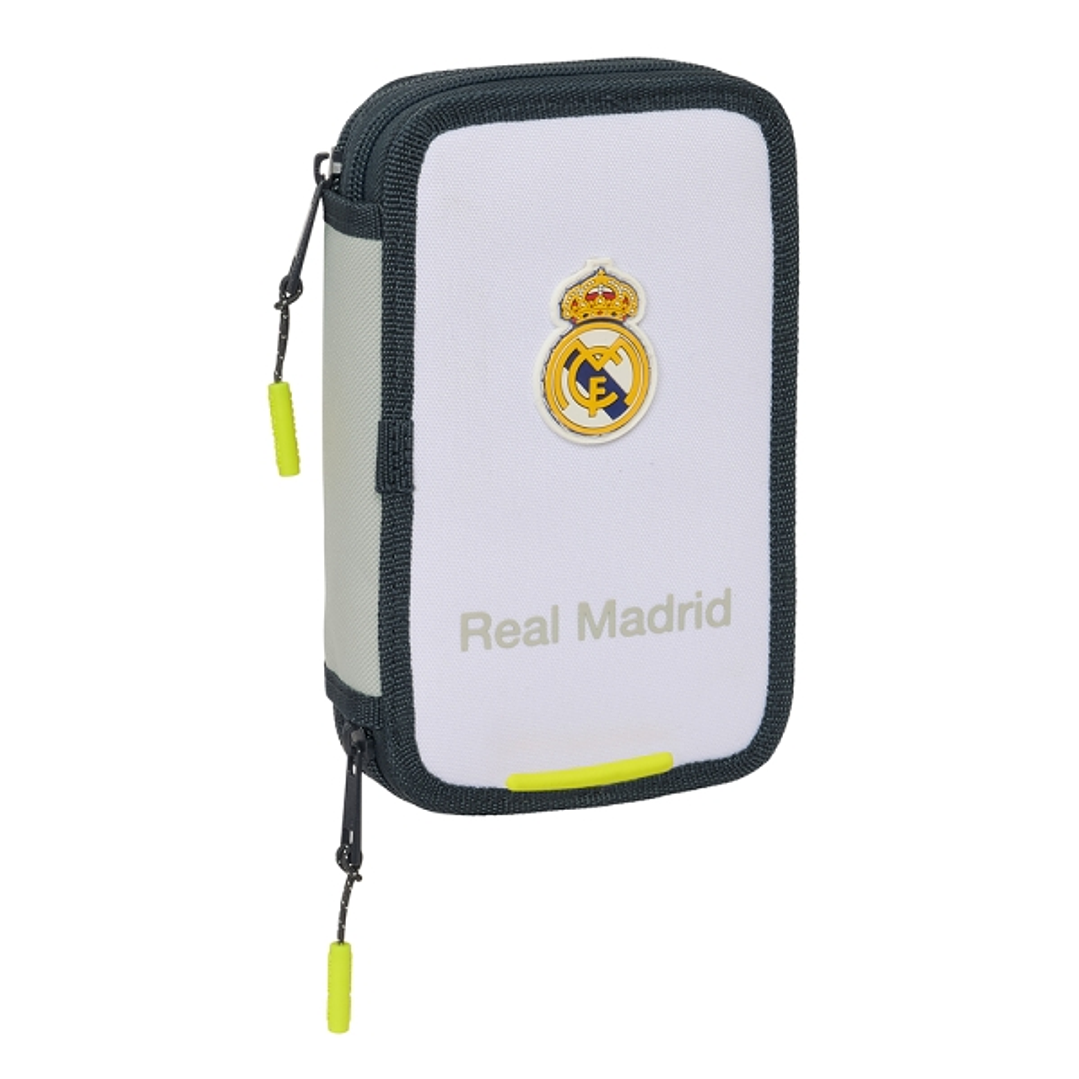 Safta Real Madrid 1ª Equipacion 24/25 Plumier 28 Pcs - 2 Compartimentos - 28 Piezas - 12.5x19.5x4cm - Color Blanco/Negro 1