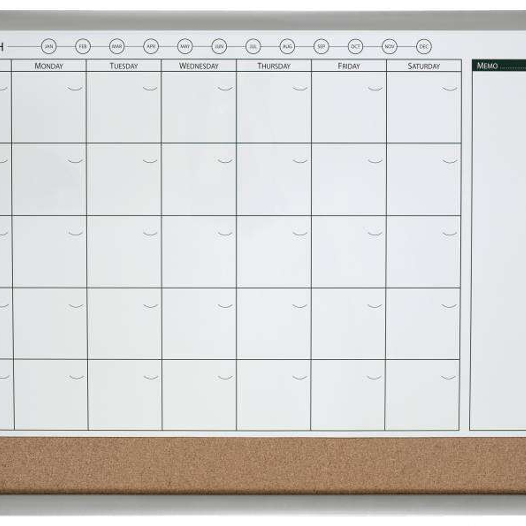 Nobo Planificador Pizarra Magnetica Pequeña con Tablero de Anuncios de Corcho 585x430mm - Semanal y Mensual - Marco Plateado y Negro - Incluye Rotulad 1