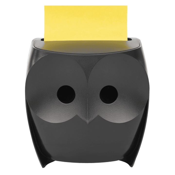 Post-It Super Sticky Dispensador con 2 Blocs de 45 Z-Notas - Forma de Buho - Forma - Color Negro 1