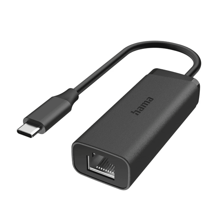Hama Essential Adaptador de Red - USB-C Macho - Ethernet RJ45 Hembra - Velocidad hasta 2.5Gbit/s - Color Negro 1