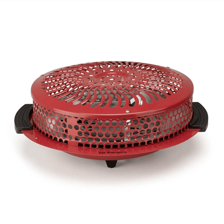 Orbegozo BR 90 Brasero Electrico - Potencia 900W - Rejilla de Seguridad - Asas de Tacto Frio - 2 Niveles de Calor - 39x10.5x38cm - Color rojo 1