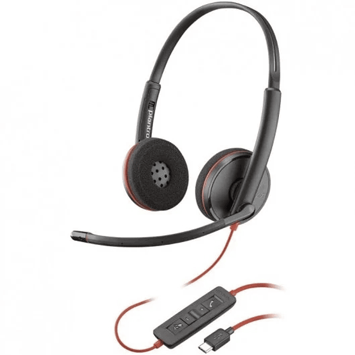 Plantronics/Poly Blackwire C3220 USB-C Auriculares con Microfono - Almohadillas Acolchadas - Controles en Cable - Color Negro 1