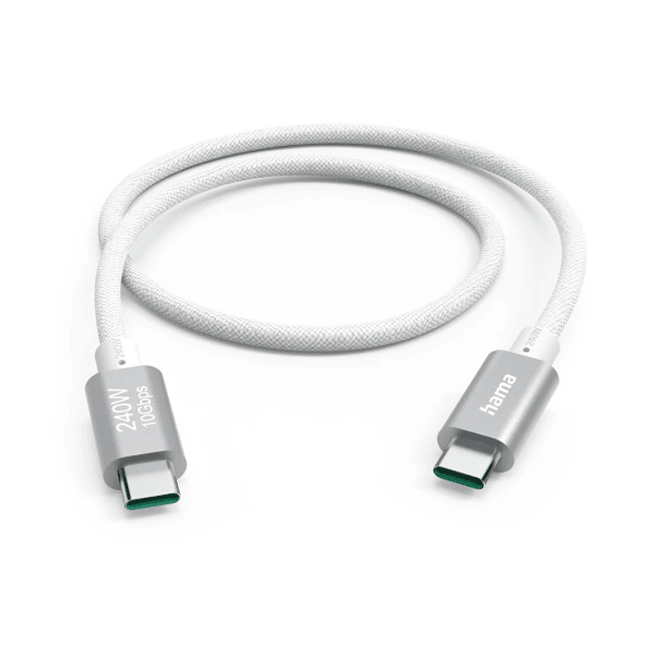 Hama Full-Featured Cable USB-C - Potencia Maxima 240W - Longitud 1.5m - Velocidad hasta 10Gbps - Blindaje Doble - Color Blanco 1
