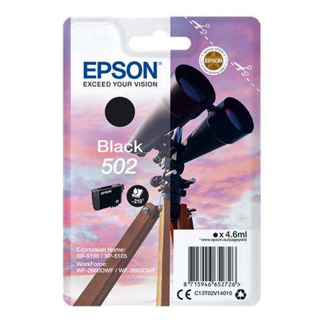Epson 502 Negro Cartucho de Tinta Original - C13T02V14010 1