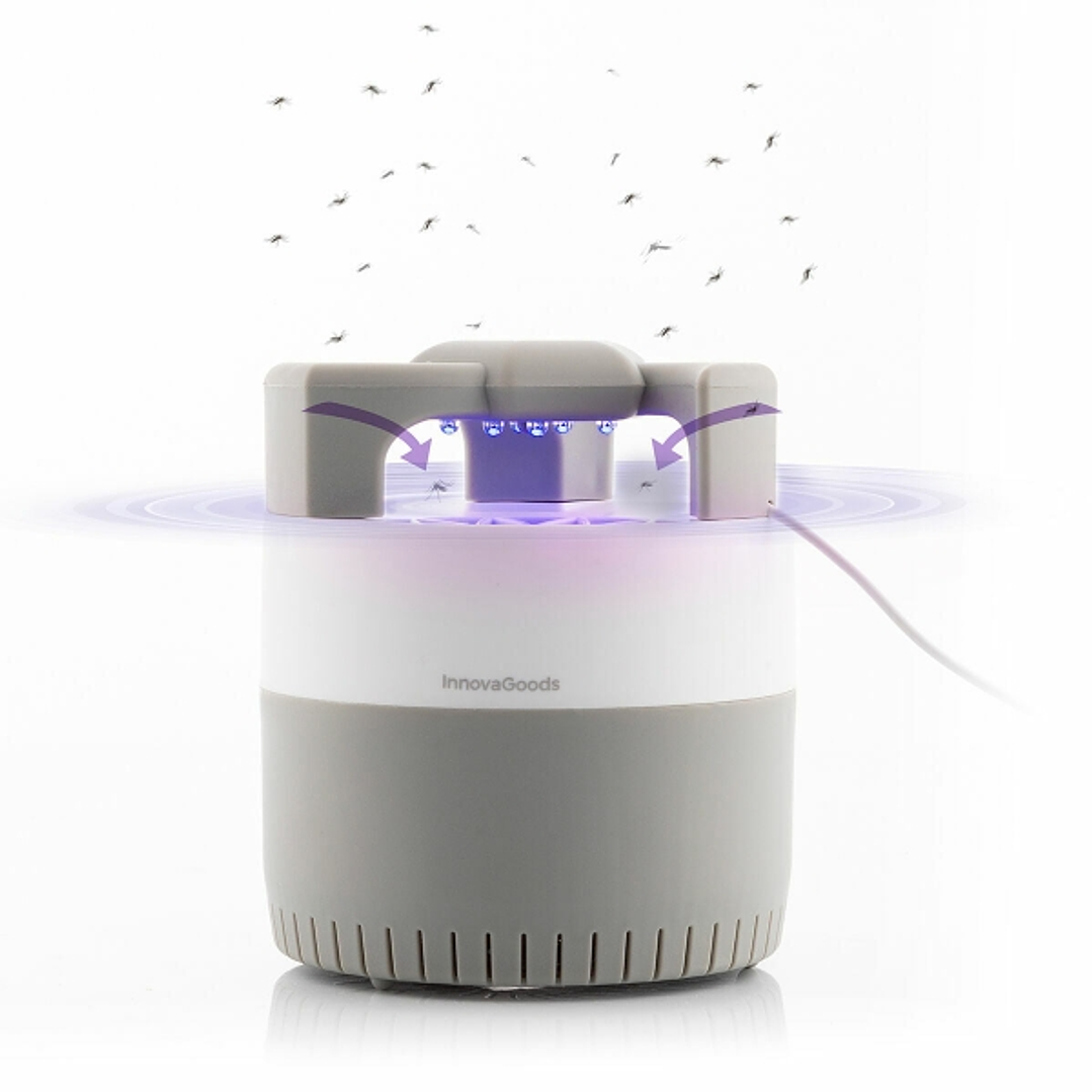 Innovagoods KL Silen Lampara USB Antimosquitos por Succion - Luz LED UV - Silenciosa - Alcance hasta 50m2 - Facil Limpieza - 12x14cm - Color Blanco y  1