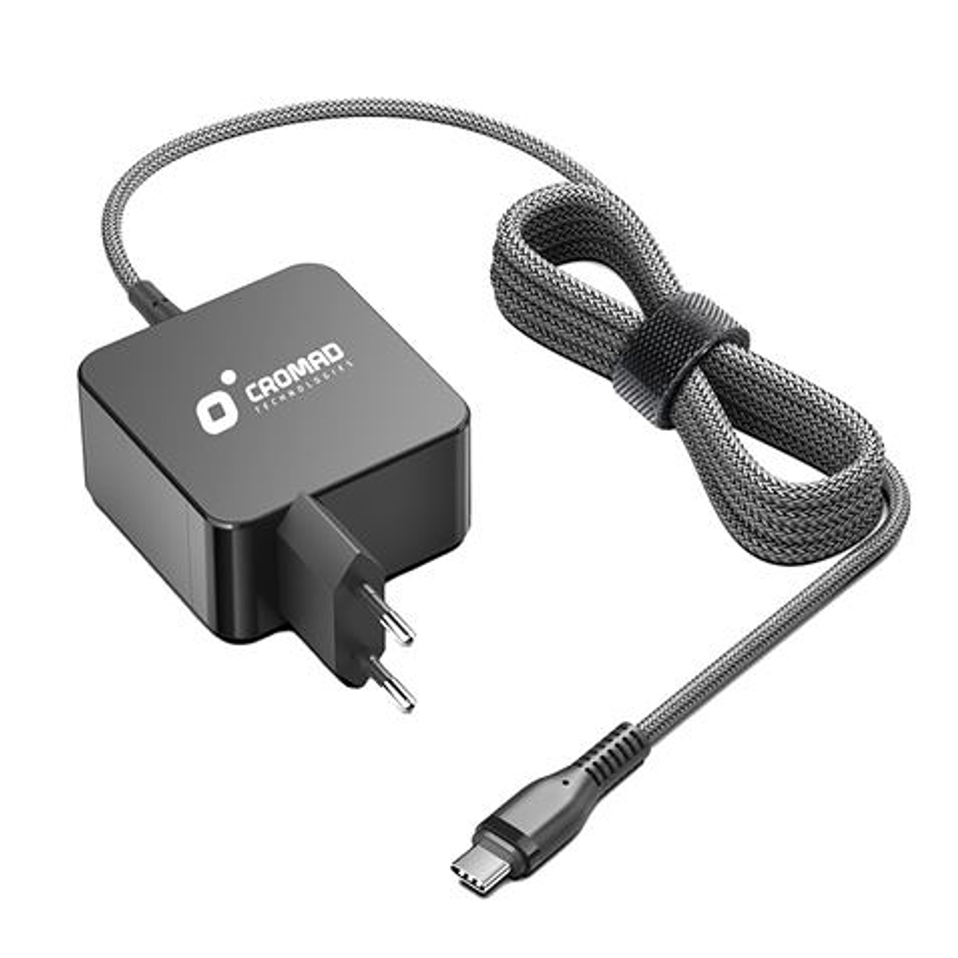 Cromad CR1204 Cargador Universal de Pared para Portatil USB-C 65W - Carga Rapida PD 3.0 - Cable de 1.50m - Color Negro 1