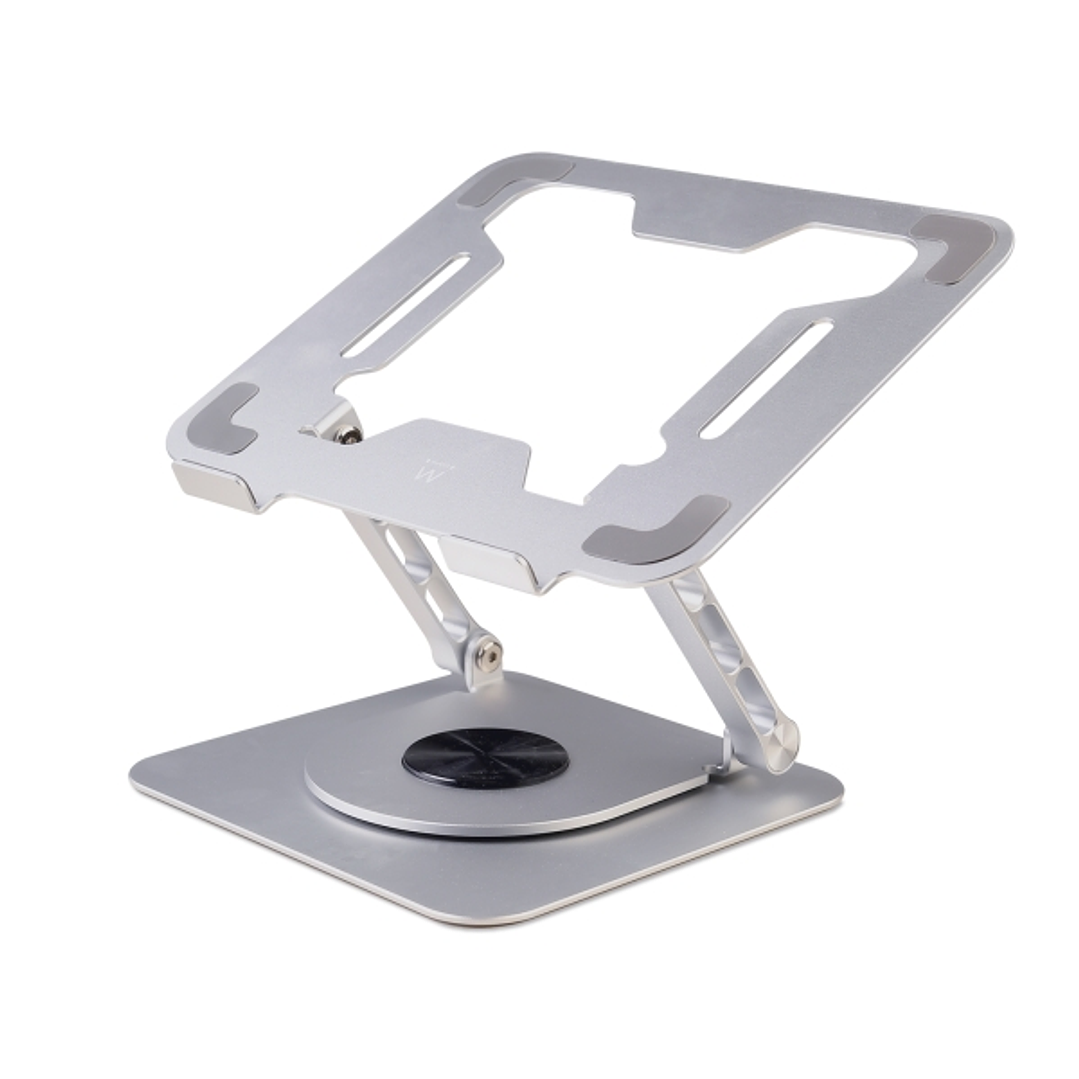 Ewent Soporte de Sobremesa para Portatil - Aluminio - Rotacion 360 - Ajustable - Base Antideslizante - Ajustable - Plegable - Color Plateado/Gris 1