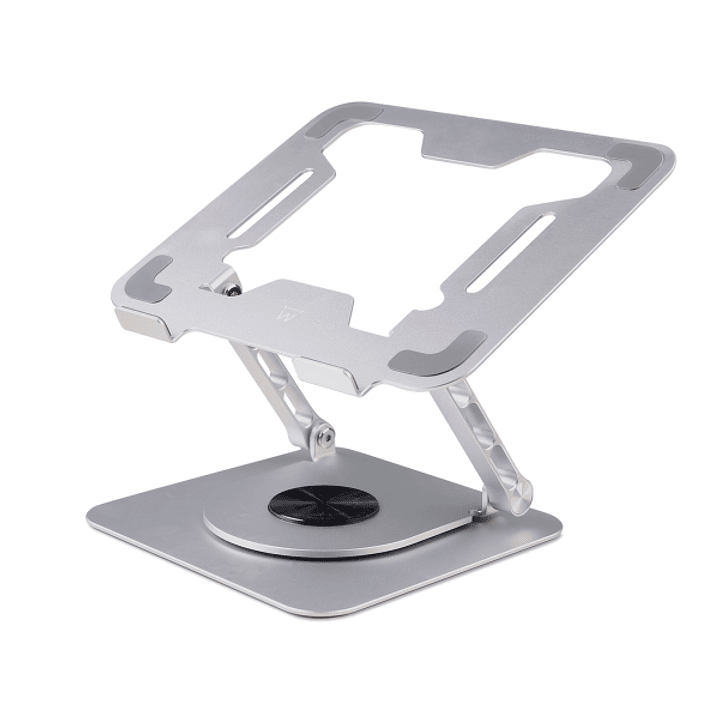 Ewent Soporte de Sobremesa para Portatil - Aluminio - Rotacion 360 - Ajustable - Base Antideslizante - Ajustable - Plegable - Color Plateado/Gris 1