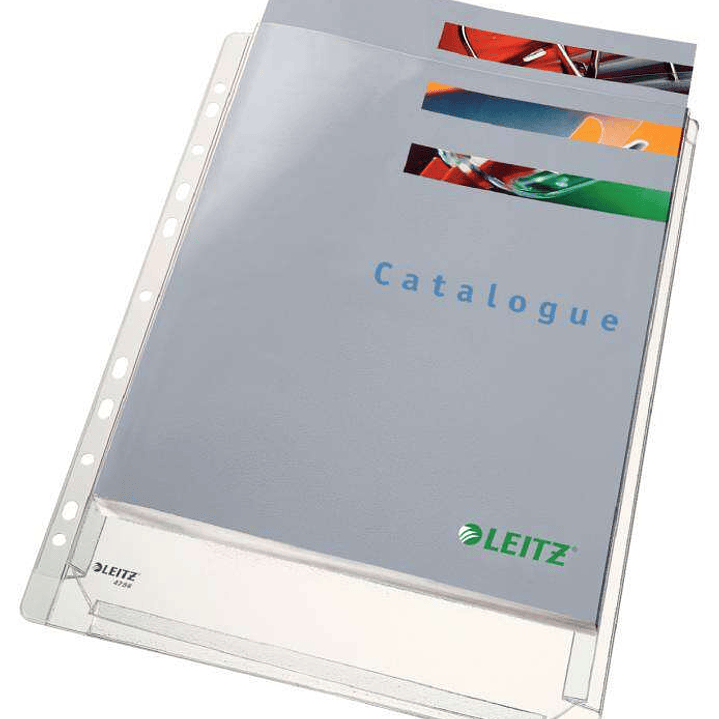 Leitz Pack de 5 Fundas Fuelle Estandar A4 PVC Liso Multitaladro-11 - Capacidad 200 Hojas - Transparente (170 Micras) 1