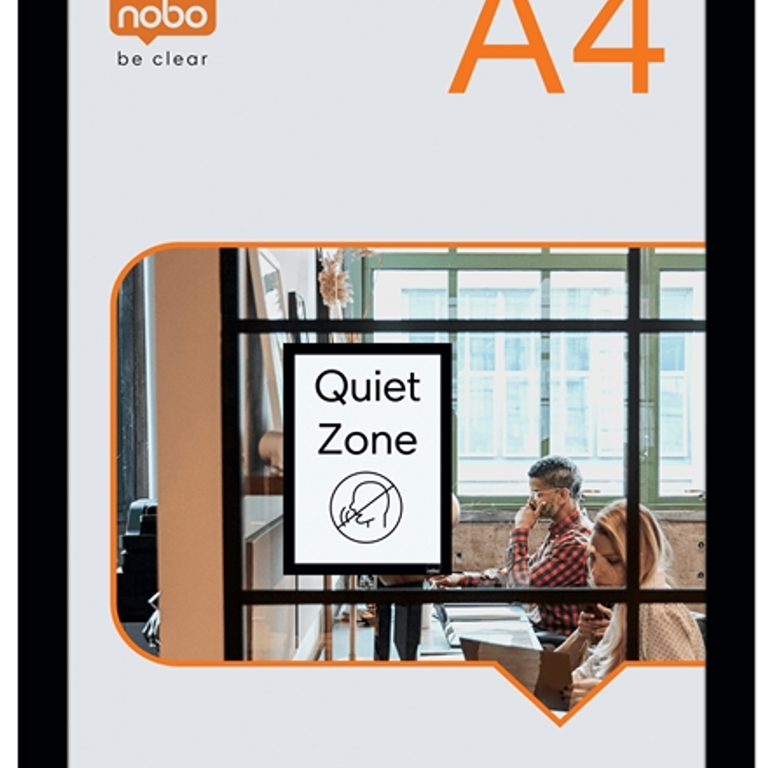 Nobo Pack de 2 Marcos Autoadhesivos Magneticos en Formato A4 - Colocacion en Vertical u Horizontal - Marco de Color Negro 1