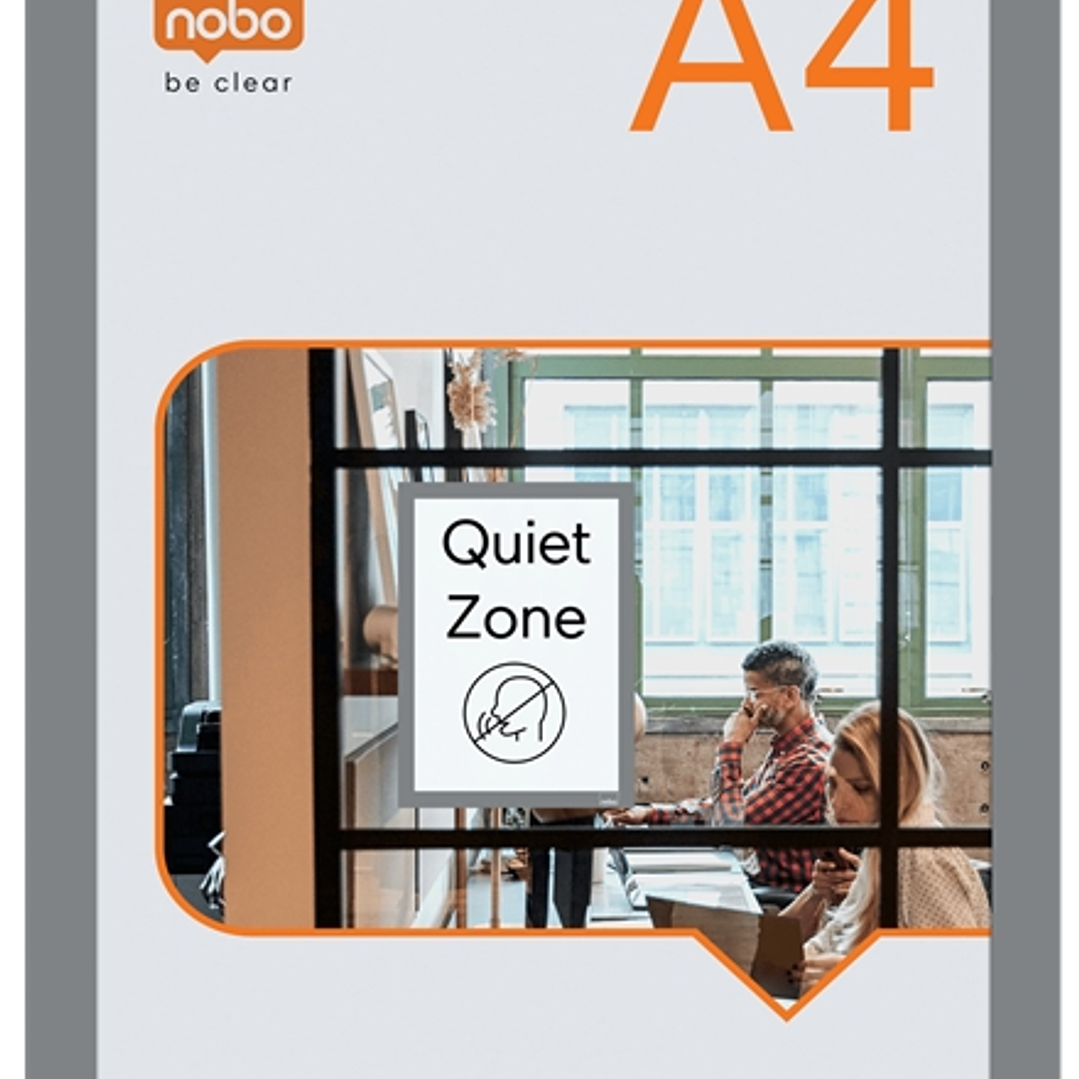 Nobo Pack de 2 Marcos Autoadhesivos Magneticos en Formato A4 - Colocacion en Vertical u Horizontal - Marco de Color Plateado 1