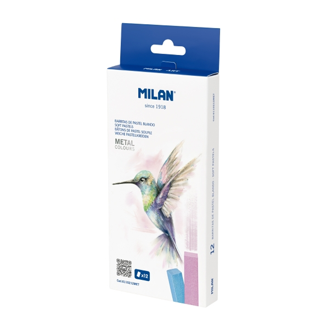Milan Art Pack de 12 Barritas Pastel Blando - Colores Metalizados - Colores Surtidos 1