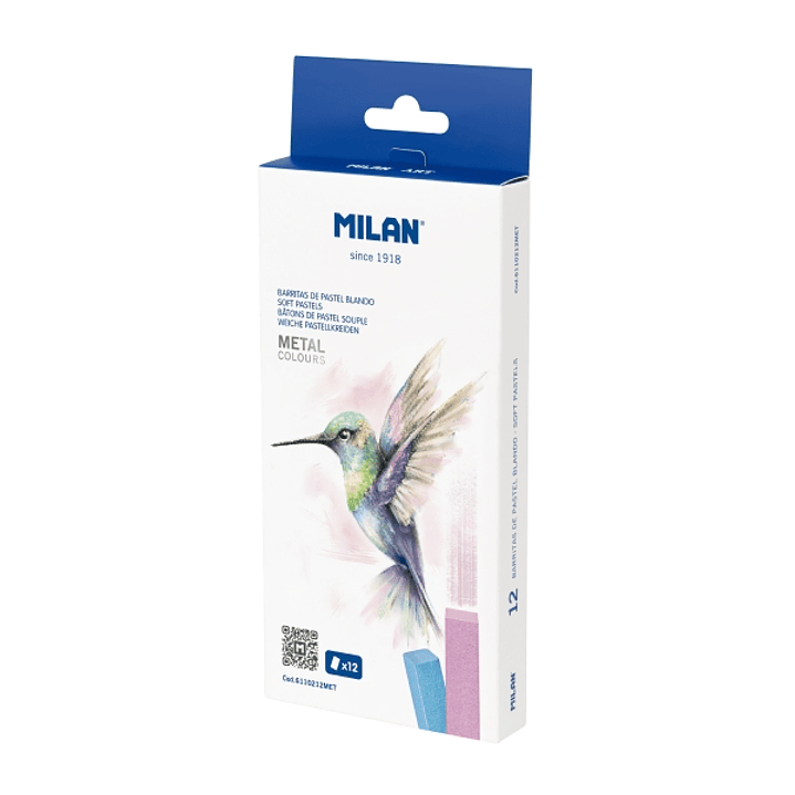 Milan Art Pack de 12 Barritas Pastel Blando - Colores Metalizados - Colores Surtidos 1