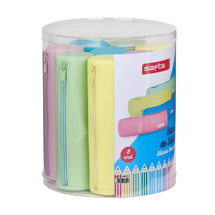 Safta Conjunto 8 Estuches - Silicona - Redondos - 19.5x23x19.5cm - Colores Surtidos 1