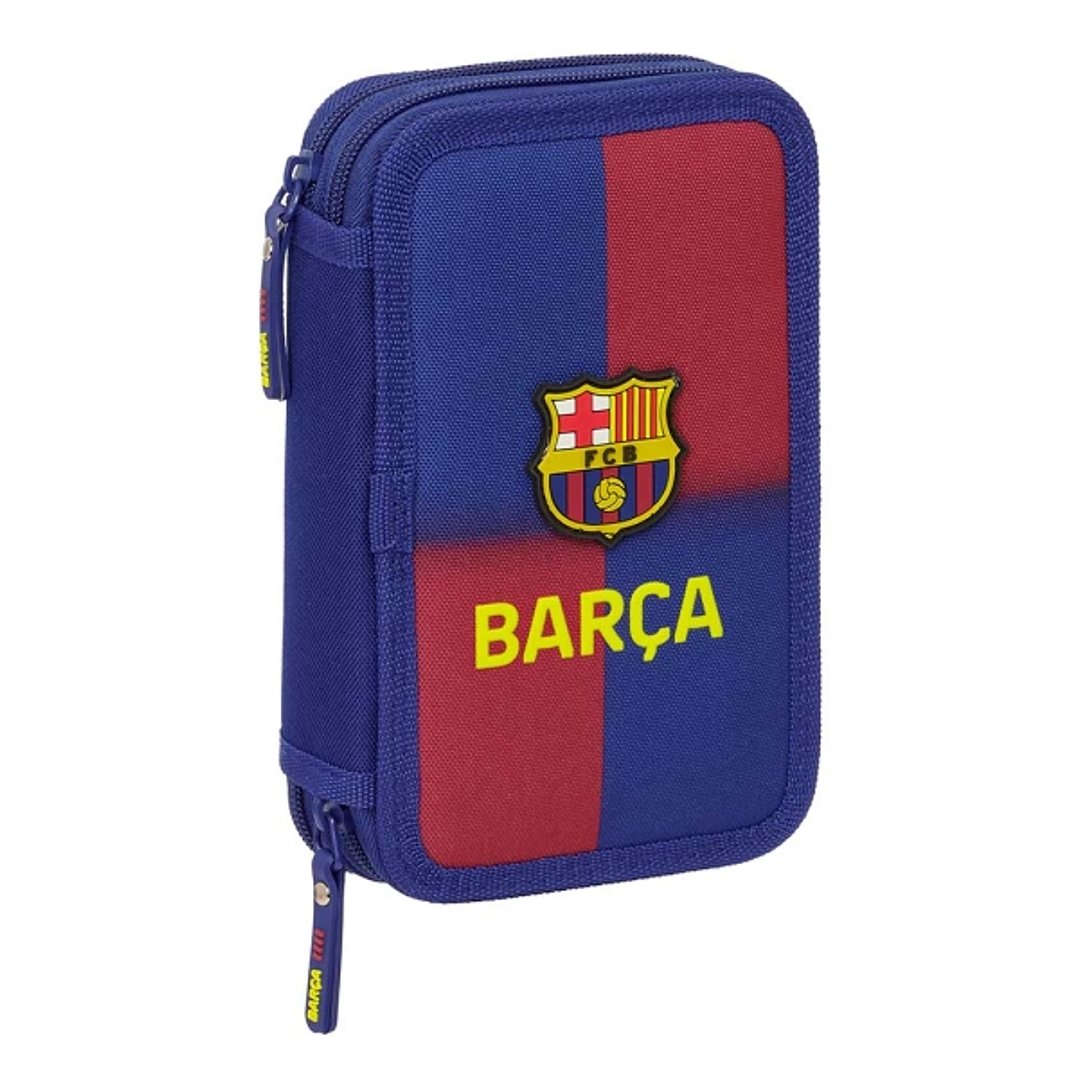 Safta F.C.Barcelona Plumier de 1L 29 Piezas - 2 Compartimentos - Cierre de Cremallera - 12.5x19.5x4cm - Color Rojo y Azul 1