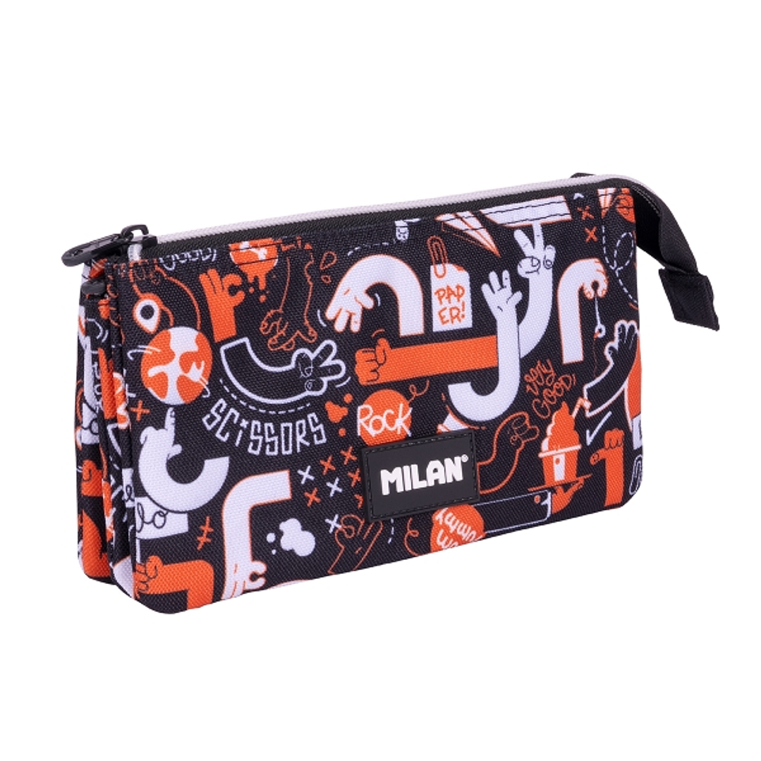 Milan Fingers Estuche Portatodo - 5 Compartimentos - 22x12x4cm - Color Naranja 1