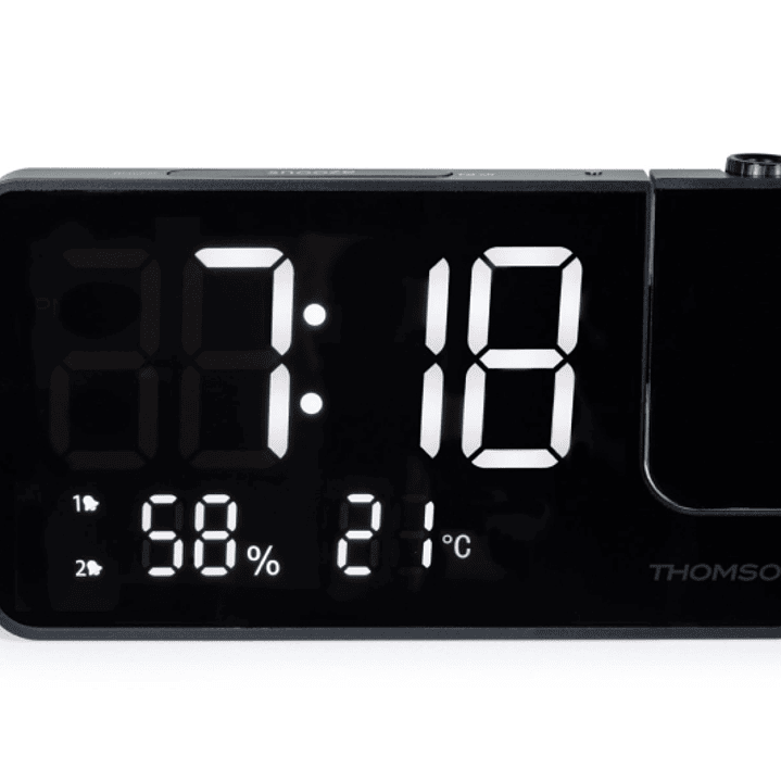 Thomson CP100T Radio Reloj Despertador - Proyeccion y Temperatura Interior - Alarma Dual - Color Negro 1