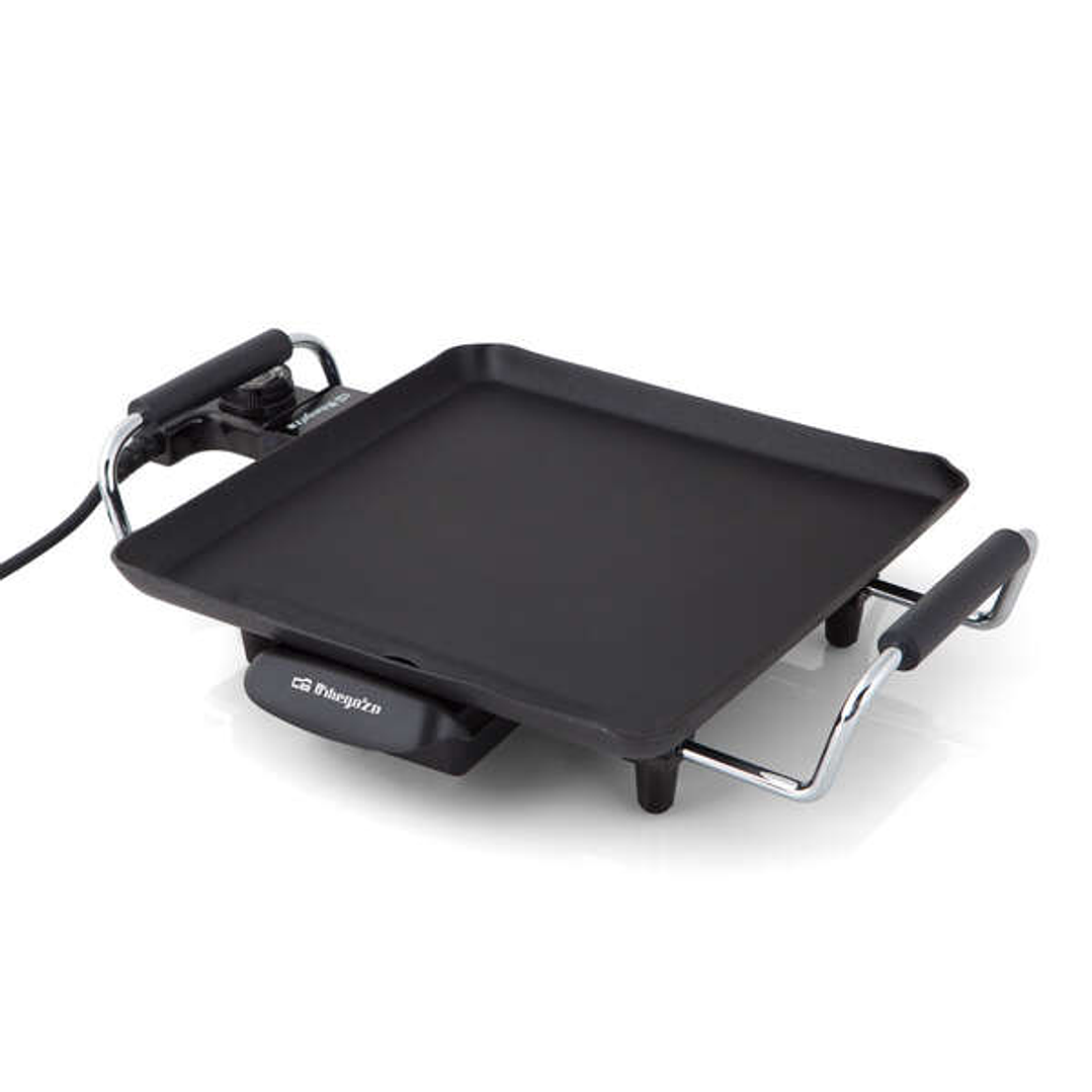 Orbegozo TB 2206 B Tabla de Asado Saludable - Termostato Regulable - Superficie Antiadherente - Recipiente Recoge Grasa - Asas de Toque Frio - Potenci 1