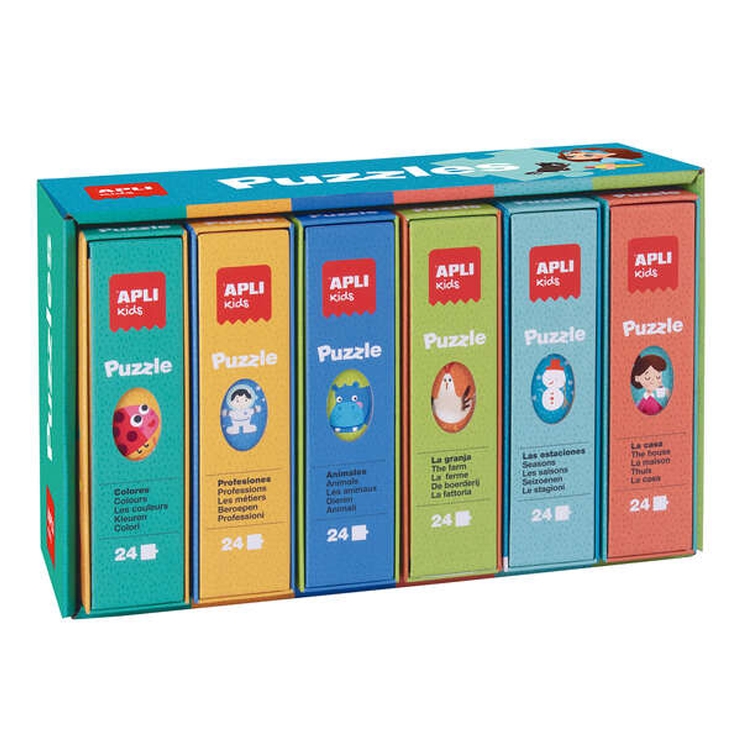 Apli Expositor de Puzles Educativos - 24 Piezas de 7x7cm - Mejora la Concentracion, Observacion, Memoria y Resolucion de Problemas - Colorido 1