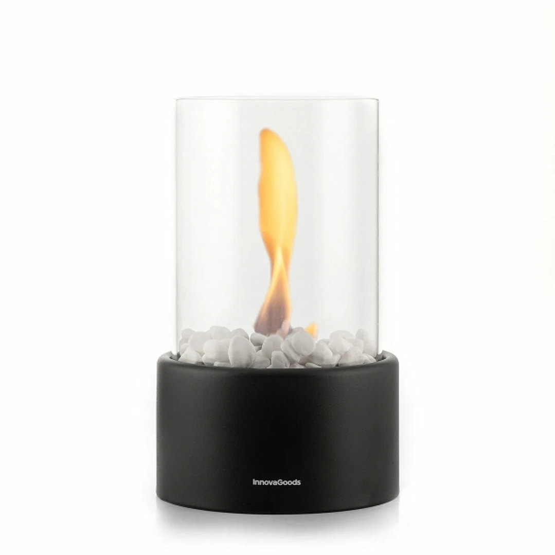 Innovagoods Heatfir Chimenea de Mesa de Bioetanol - Capacidad 150ml - Decorativa - Autonomia de 60min Cada 100ml - sin Humo - 2 Mechas Reutilizables - 1