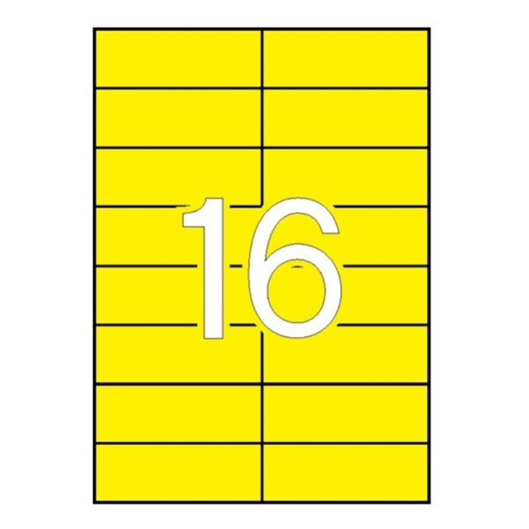 Apli Pack 1.600 Etiquetas 105x37mm - 100 Hojas por 16 Etiquetas - Adhesivo Permanente - Cantos Rectos - Color Amarillo 1