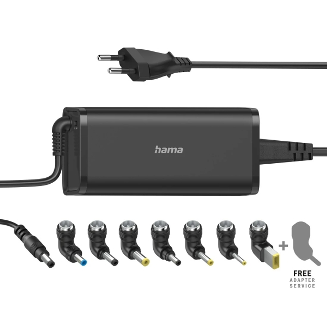 Hama Essential Fuente de Alimentacion Universal para Portatil - Potencia 90W - Voltaje 15-19V - Cable de Entrada 1.2m - Cable de Salida 0.95m - Color  1