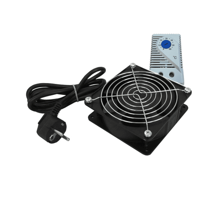 WP Ventilador Refrigeracion para Armario de 120mm - 220V - Termostato - 120x120x38mm - Color Negro 1