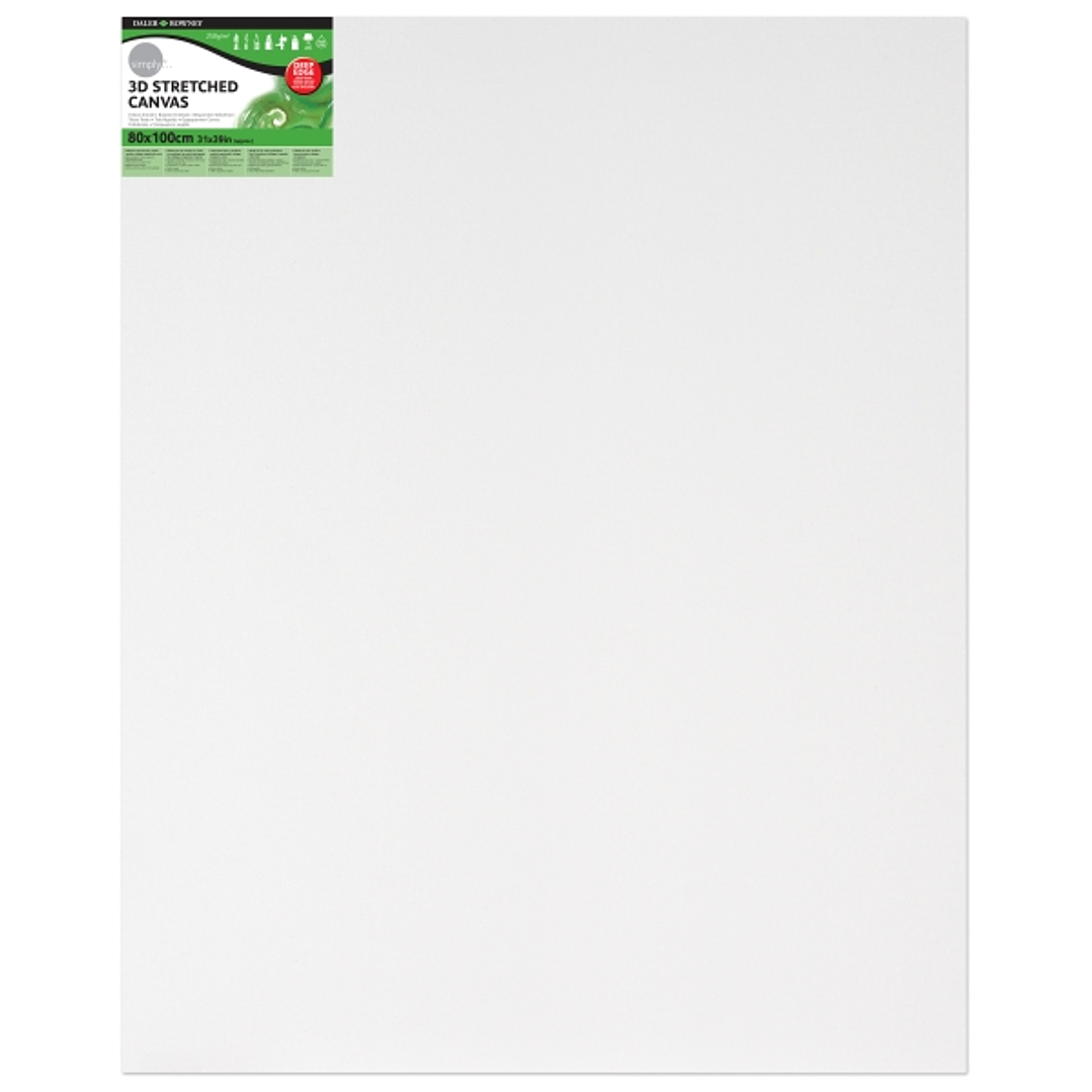 Daler Rowney Simply Bastidor Entelado 3D - 60x100cm - Imprimacion Triple - Grano Medio - 100% Algodon sin Acido - 250g - Color Blanco 1