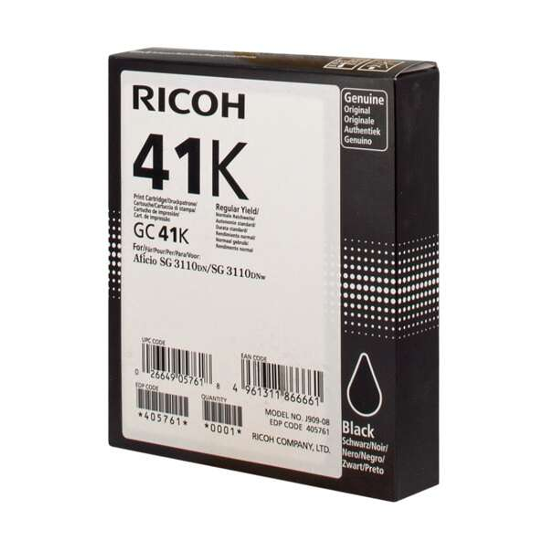 Ricoh GC41 Negro Cartucho de Gel Original - 405761 1