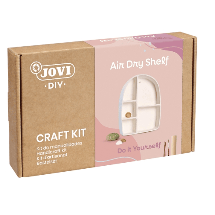Jovi Diy Kit de Manualidades para Hacer Un Estante con Pasta Endurecible Air Dry - 500g de Airdry - Herramientas de Modelaje - Pinturas Gouache - Pinc 1